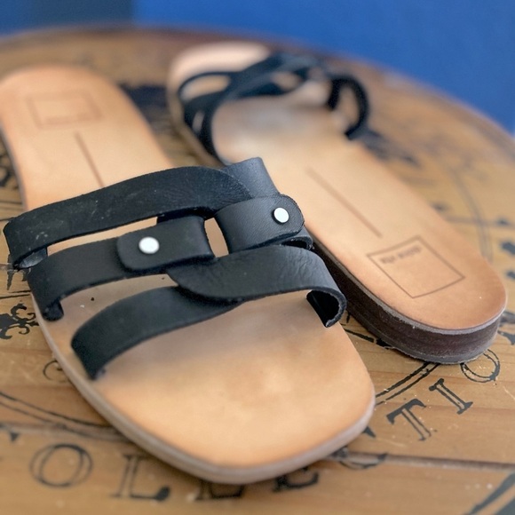 Dolce Vita Black Leather Studded Slide Sandals Size 8.5 - Picture 1 of 14